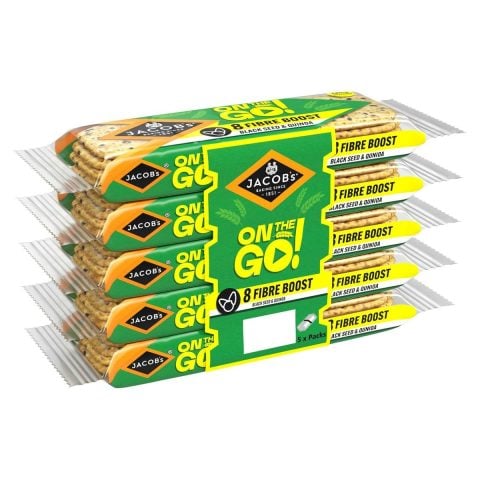 Jacob's On the Go 5 x Fibre Boost Black Seed & Quinoa Crackers, 40g
