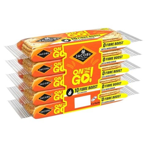 Jacob's On the Go 5 x Fibre Boost Oats & Wholegrain Crackers, 46g