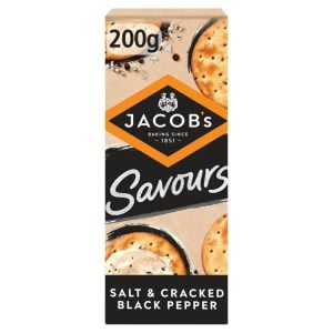 Jacob's Savours Bakes Salt & Cracked Black Pepper Crackers, 200g