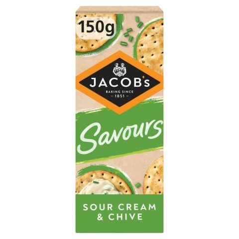 Jacob's Savours Thins, Sour Cream & Chive Crackers, 150g