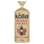 Kallo Protein Packed Lentil Cakes, 100g, Crackers and Crispbreads. Sold by crackers.biz.