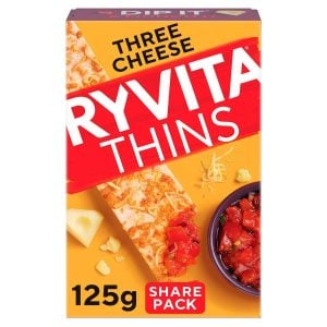 Ryvita Thins Three Cheese Flatbread Crackers, 125g